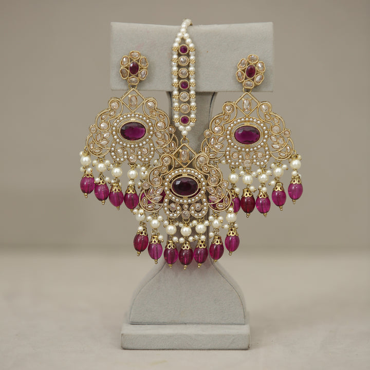 Aarushi Polki Earrings With Tikka