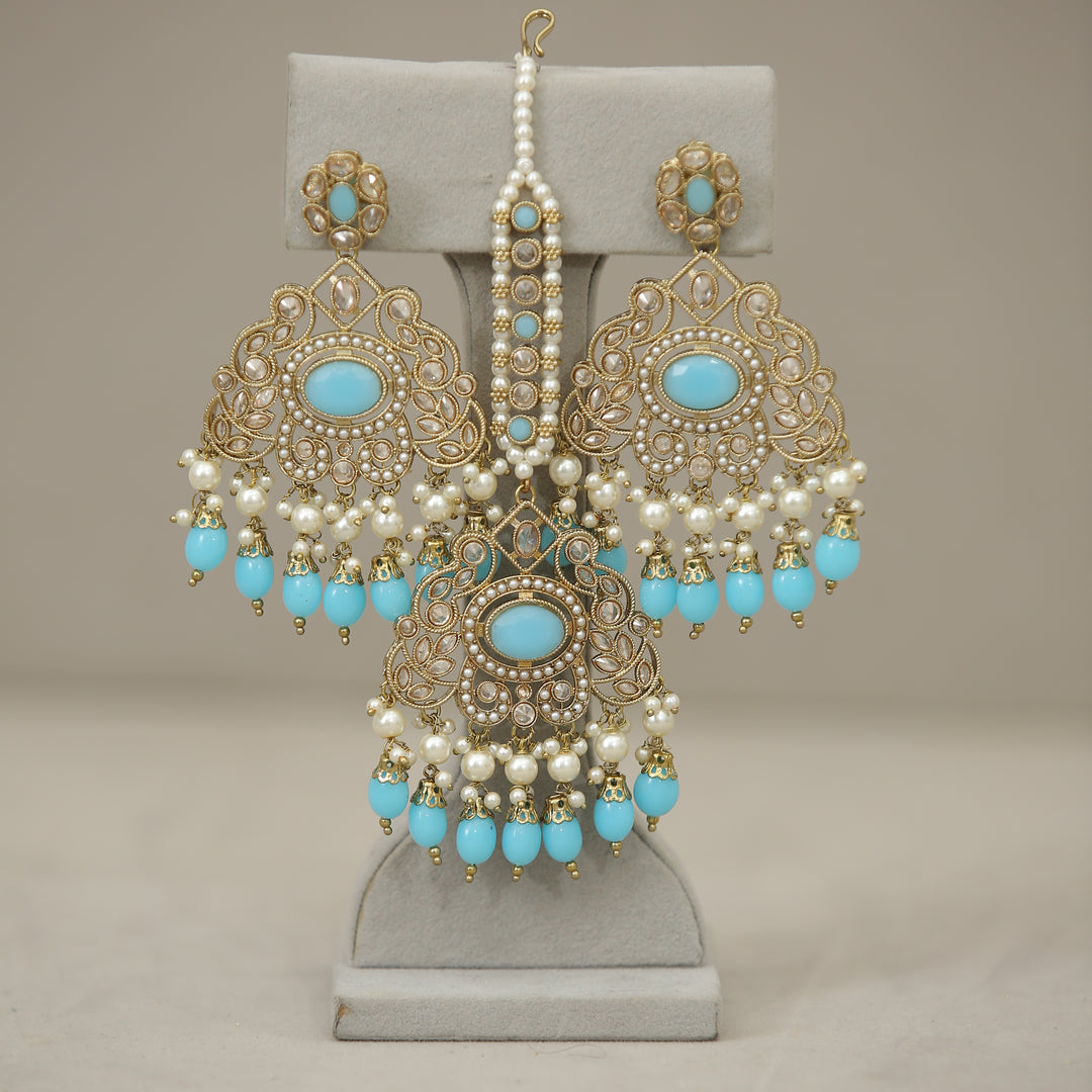 Aarushi Polki Earrings With Tikka