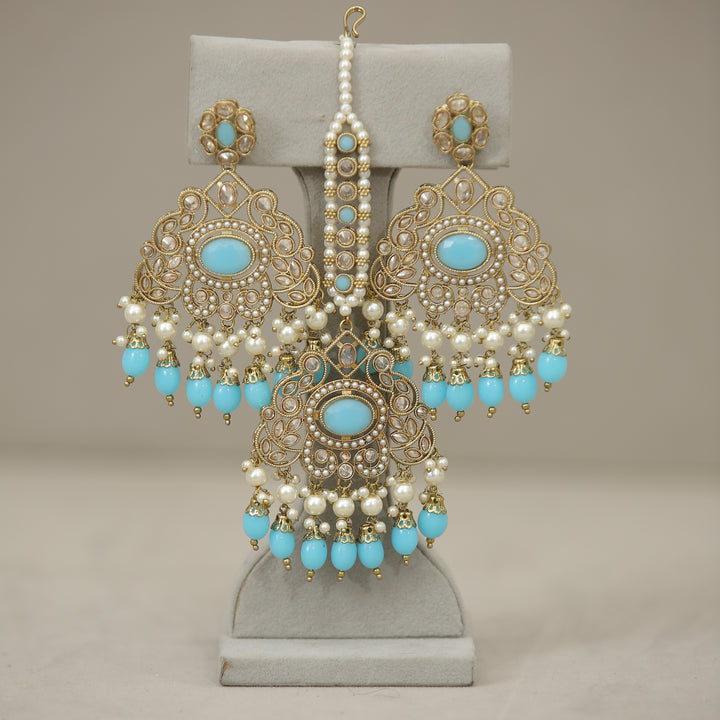 Aarushi Polki Earrings With Tikka