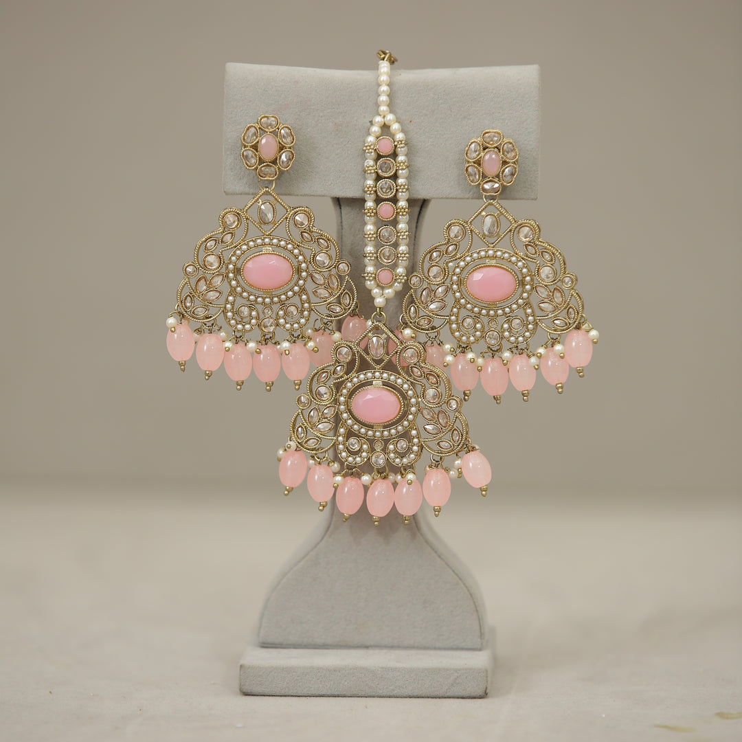 Aarushi Polki Earrings With Tikka