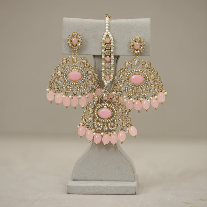 Aarushi Polki Earrings With Tikka