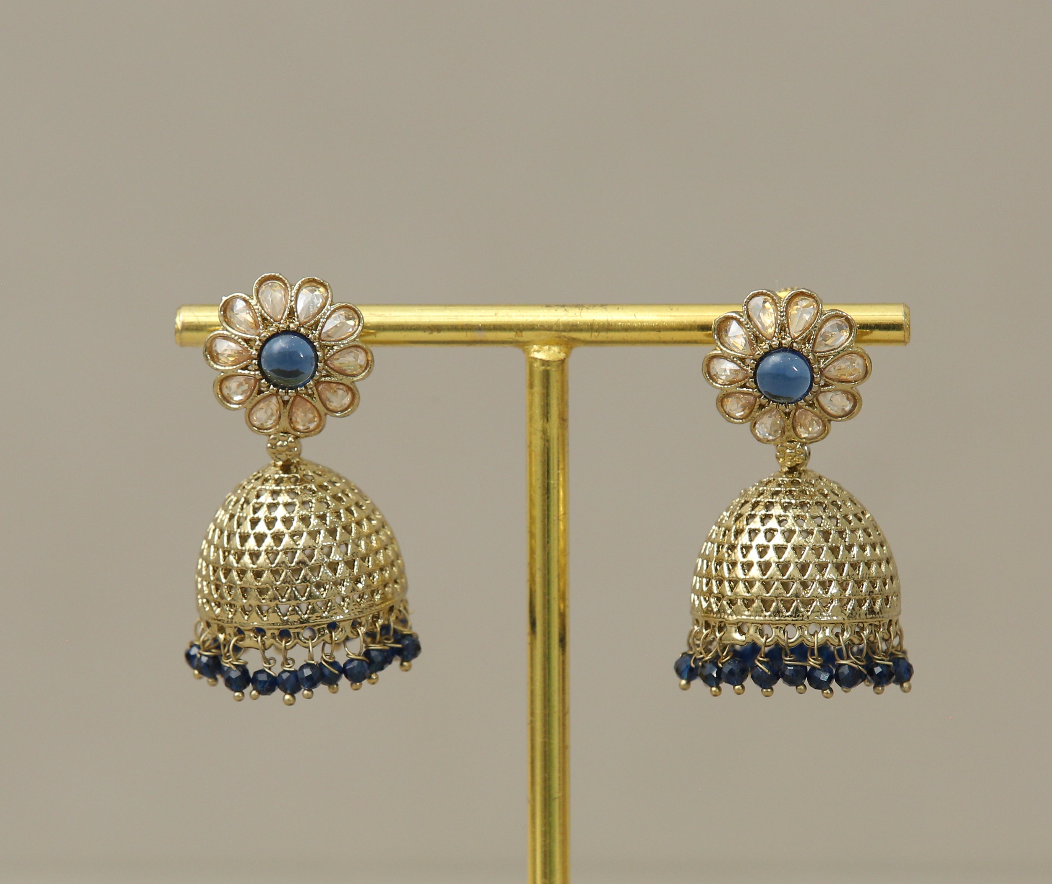 Aditi Polki and Beads Jhumka Earrings
