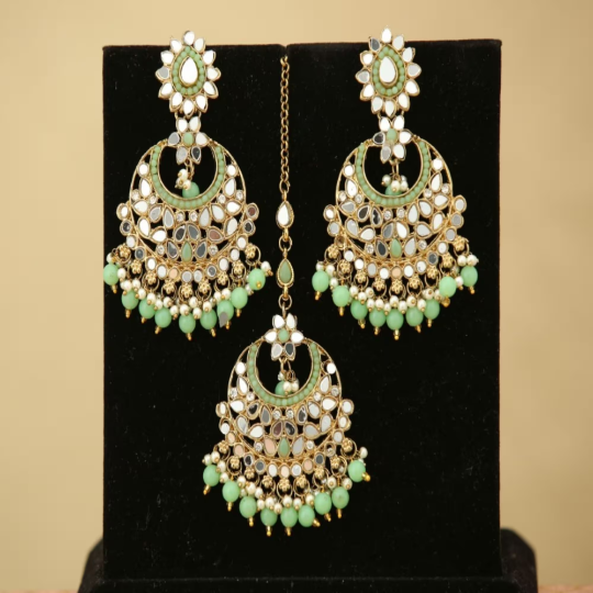 Chandni Mirror Earrings and Tikka