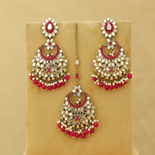 Chandni Mirror Earrings and Tikka