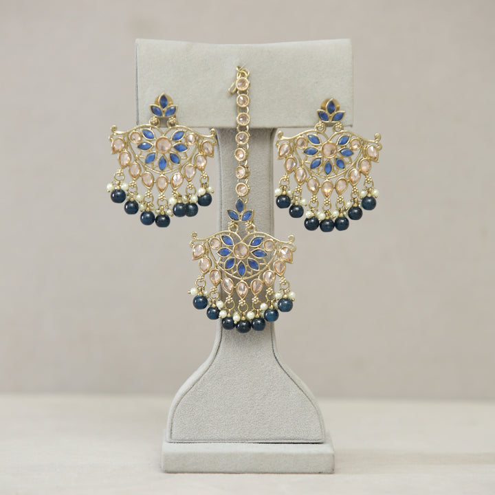 Roshni Polki Earrings With Tikka