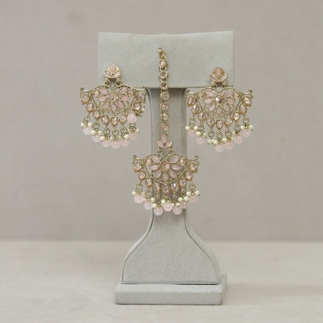 Roshni Polki Earrings With Tikka