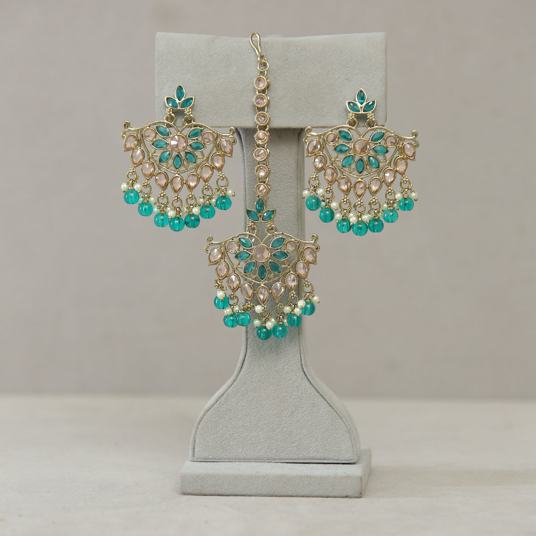 Roshni Polki Earrings With Tikka