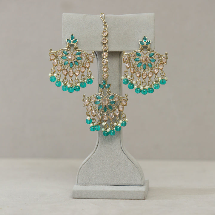 Roshni Polki Earrings With Tikka