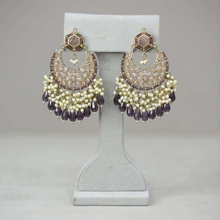 Disha Polki Earrings With Tikka