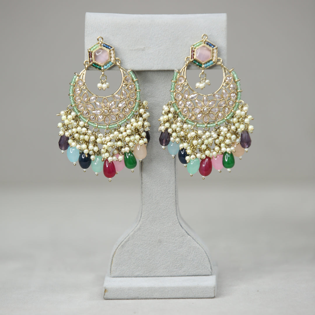 Disha Polki Earrings With Tikka