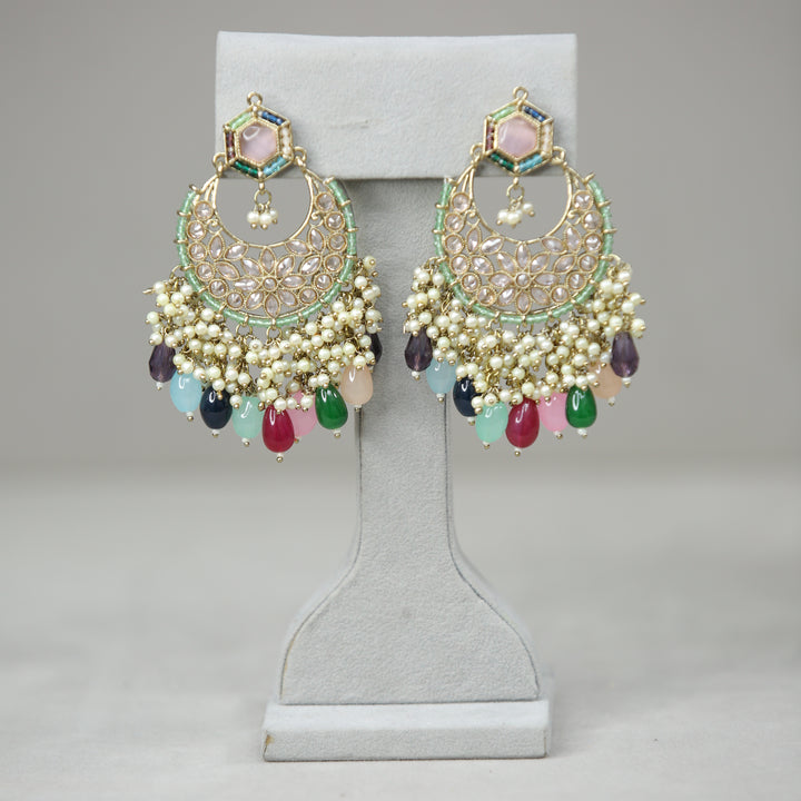 Disha Polki Earrings With Tikka