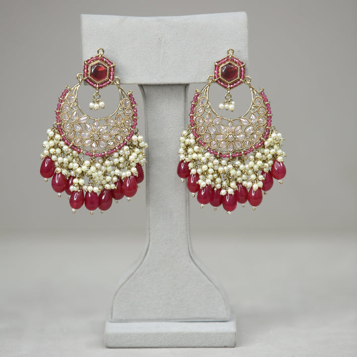 Disha Polki Earrings With Tikka