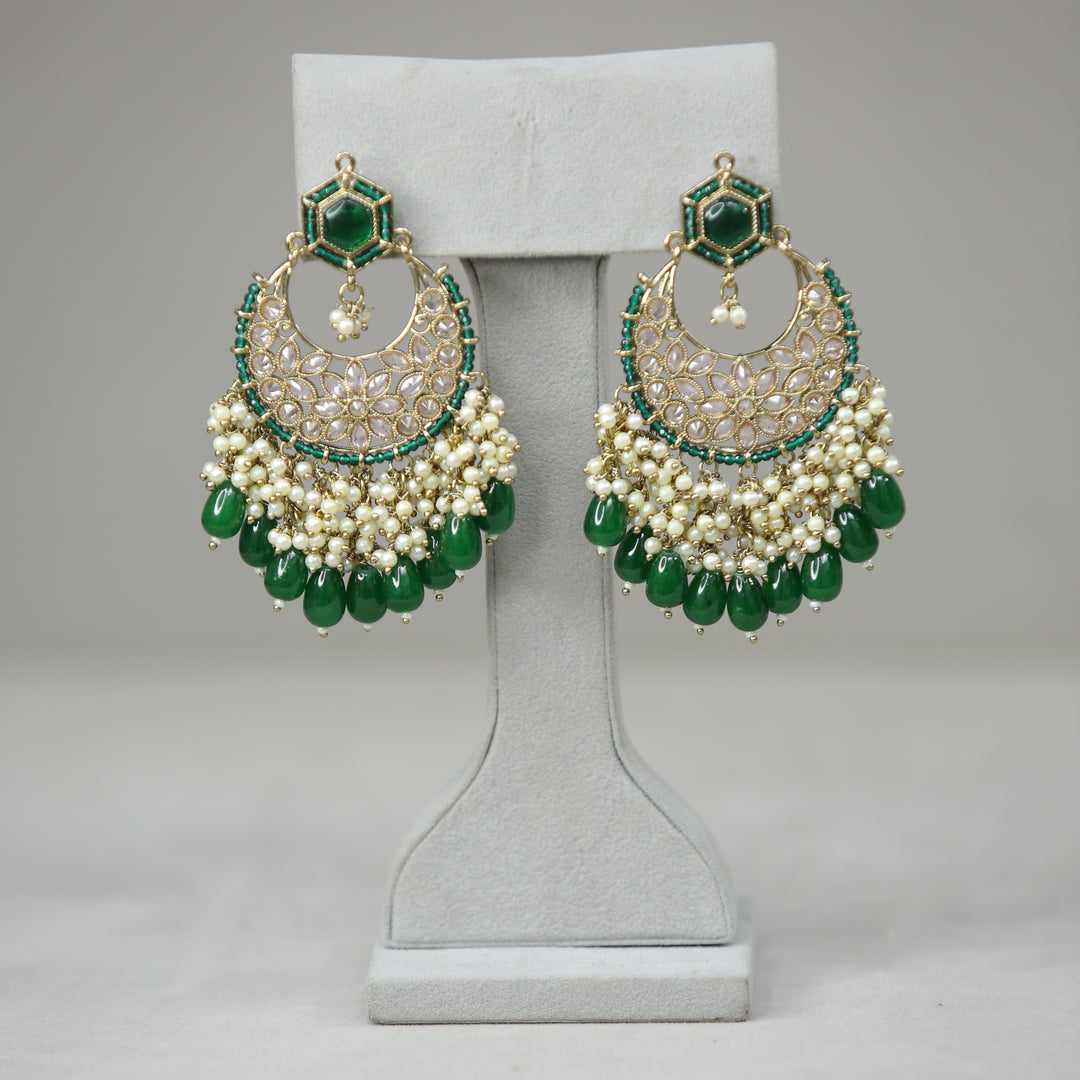 Disha Polki Earrings With Tikka