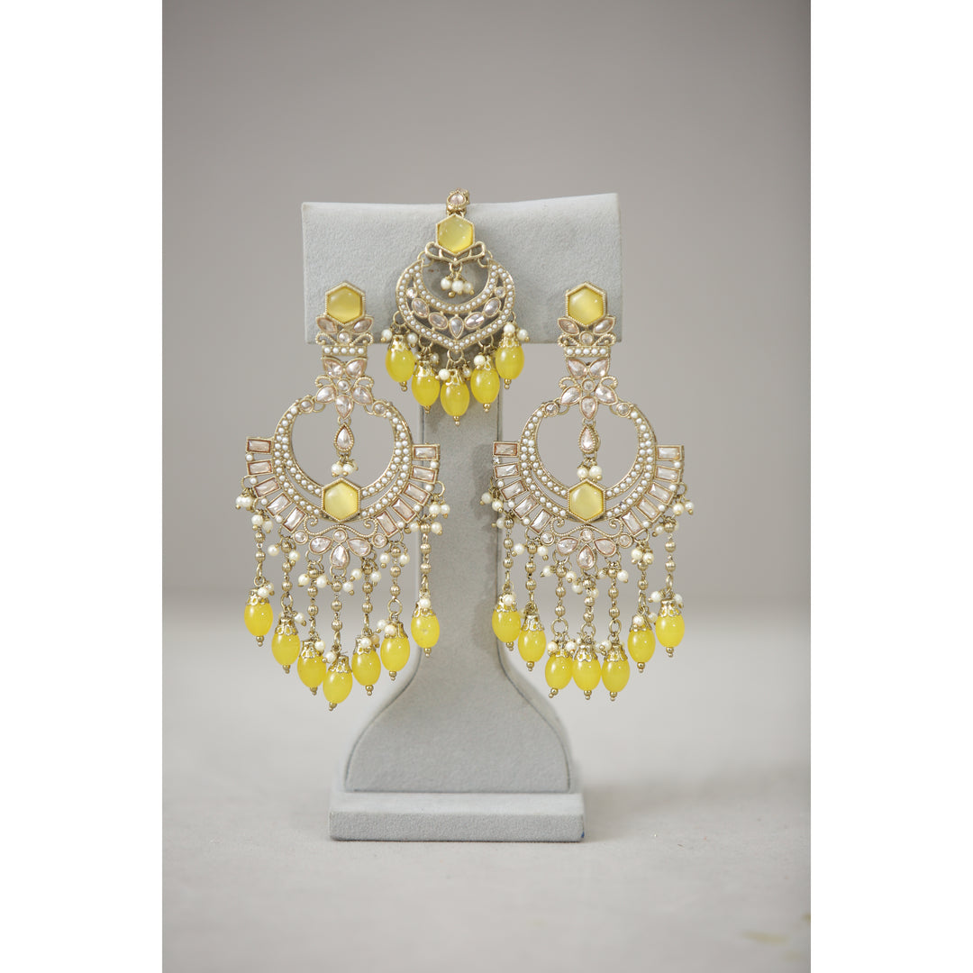 Khushi Polki Earrings With Tikka