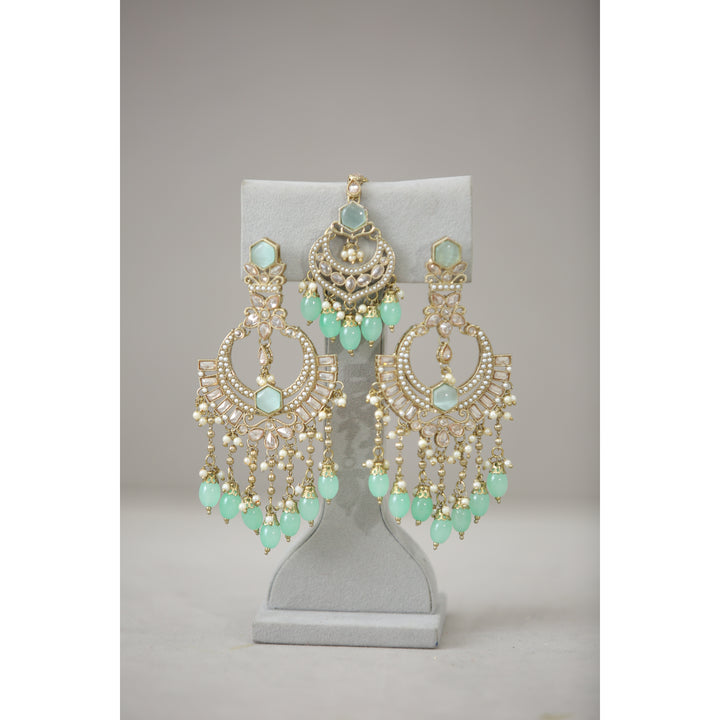 Khushi Polki Earrings With Tikka