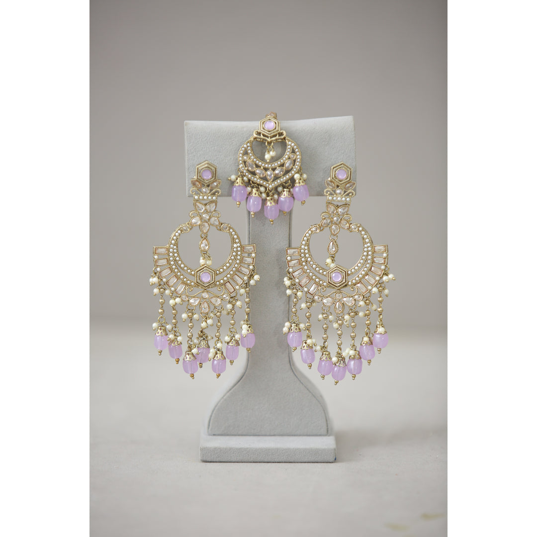 Khushi Polki Earrings With Tikka