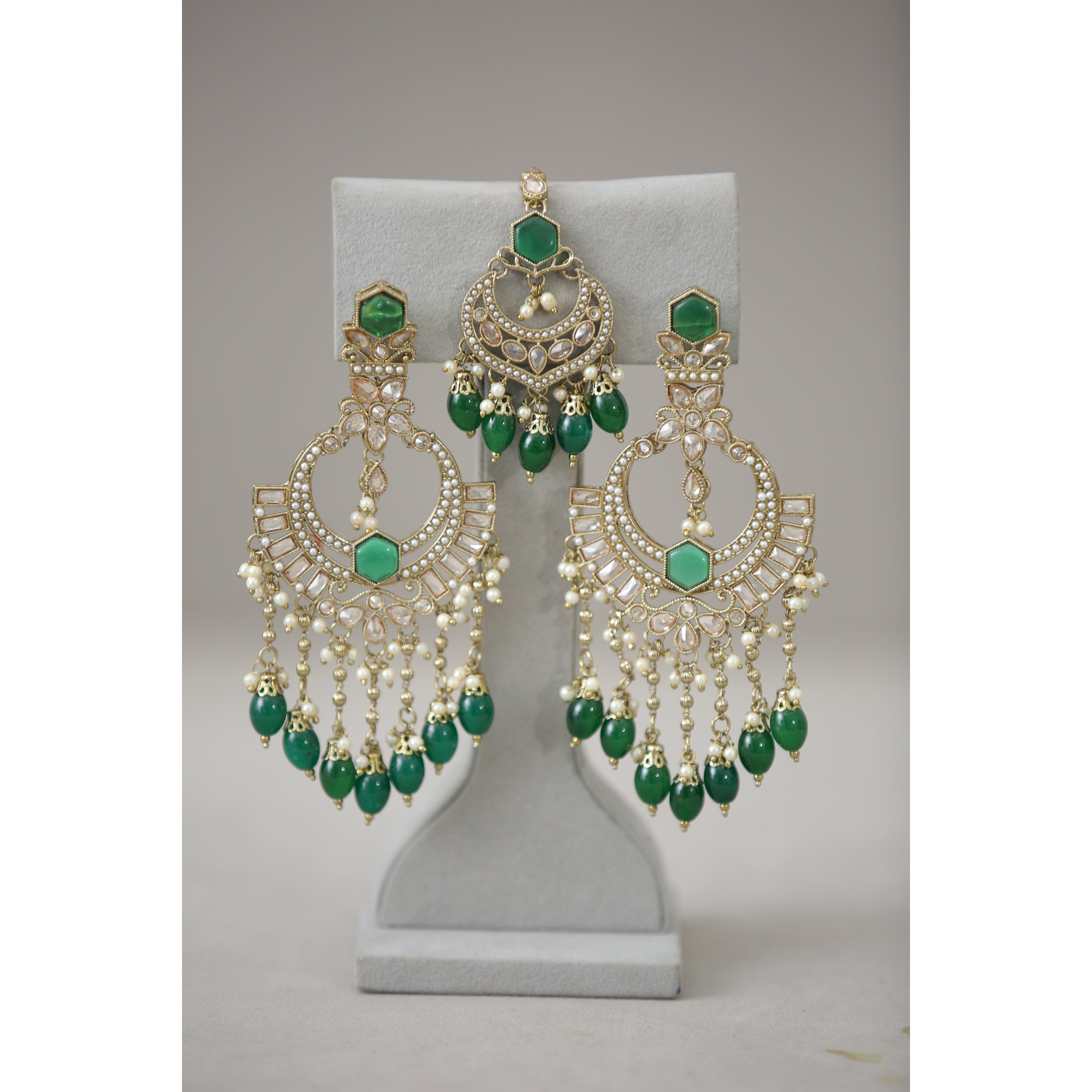 Khushi Polki Earrings With Tikka
