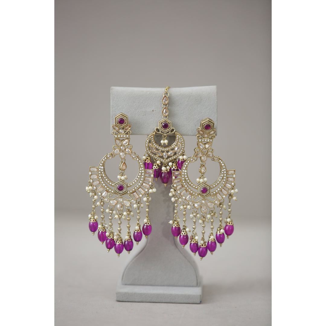 Khushi Polki Earrings With Tikka