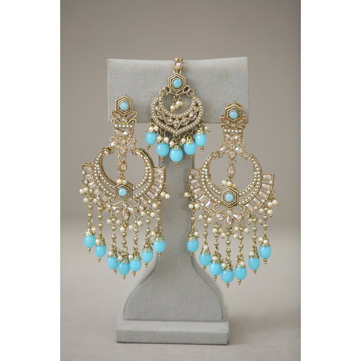 Khushi Polki Earrings With Tikka