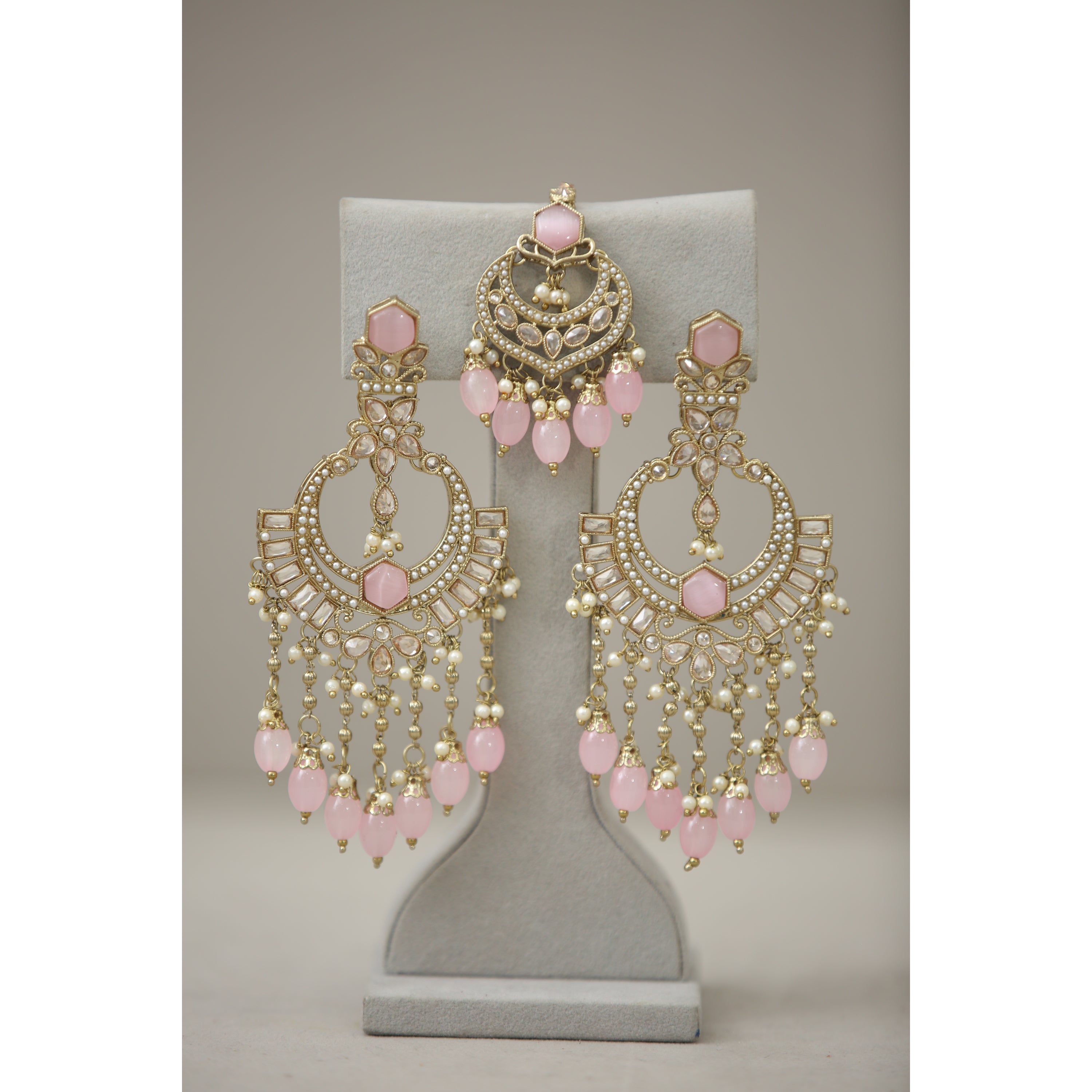 Khushi Polki Earrings With Tikka