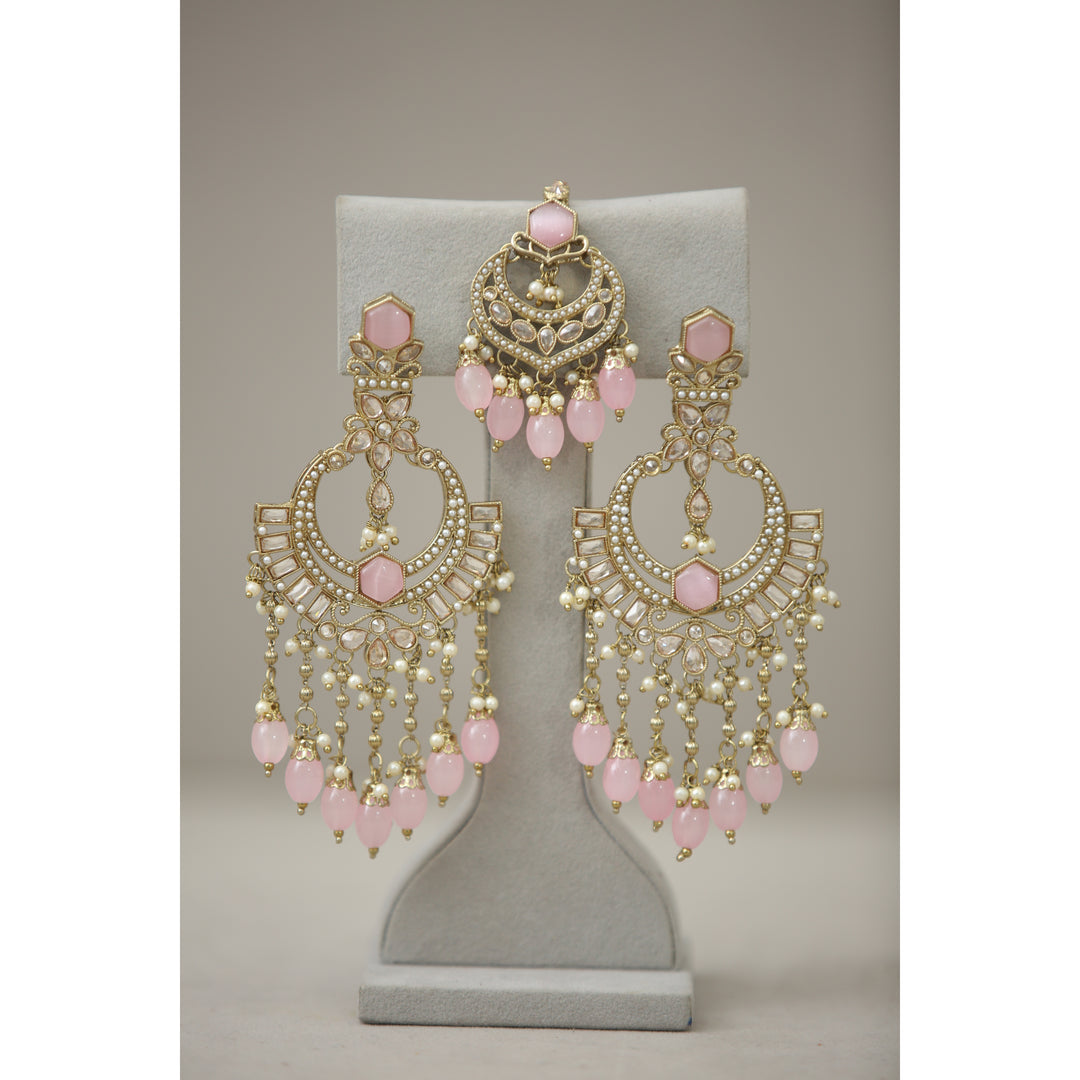 Khushi Polki Earrings With Tikka