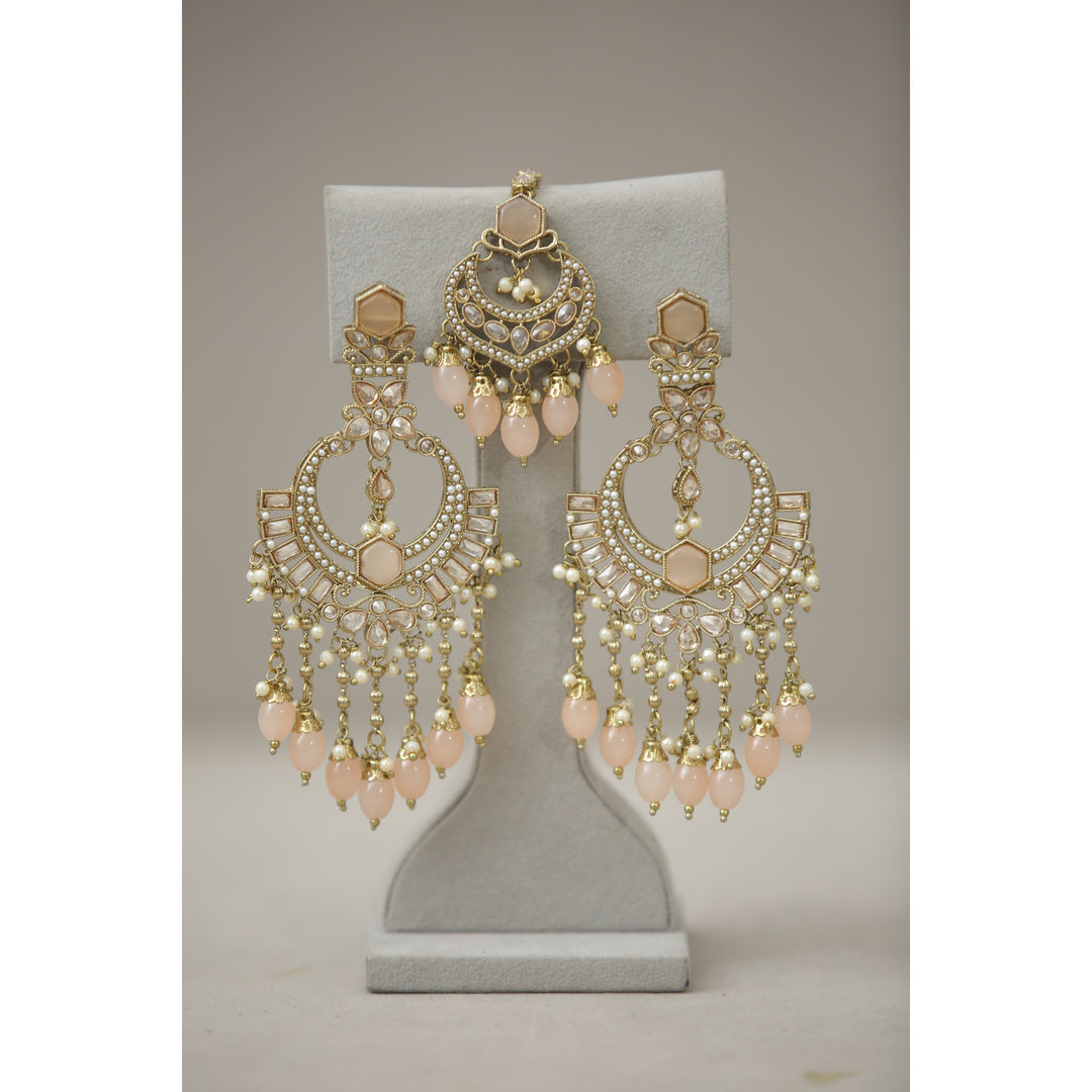 Khushi Polki Earrings With Tikka